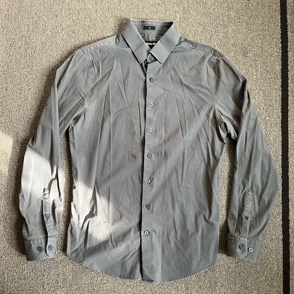 Express 1MX grey dress shirt. Small slim fit.